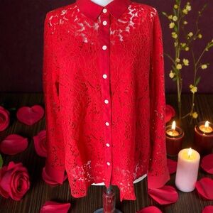 NWT J. Crew Gorgeous 2pc Lace Overlay Shirt & Matching Camisole Size Large